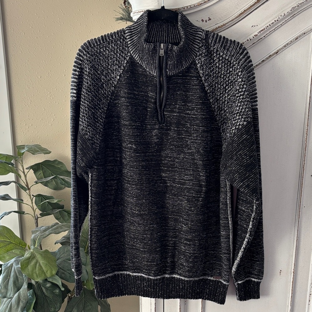 JB Holt quarter zip pullover sweater Men’s Size XL Black Gray 1/4 Zip